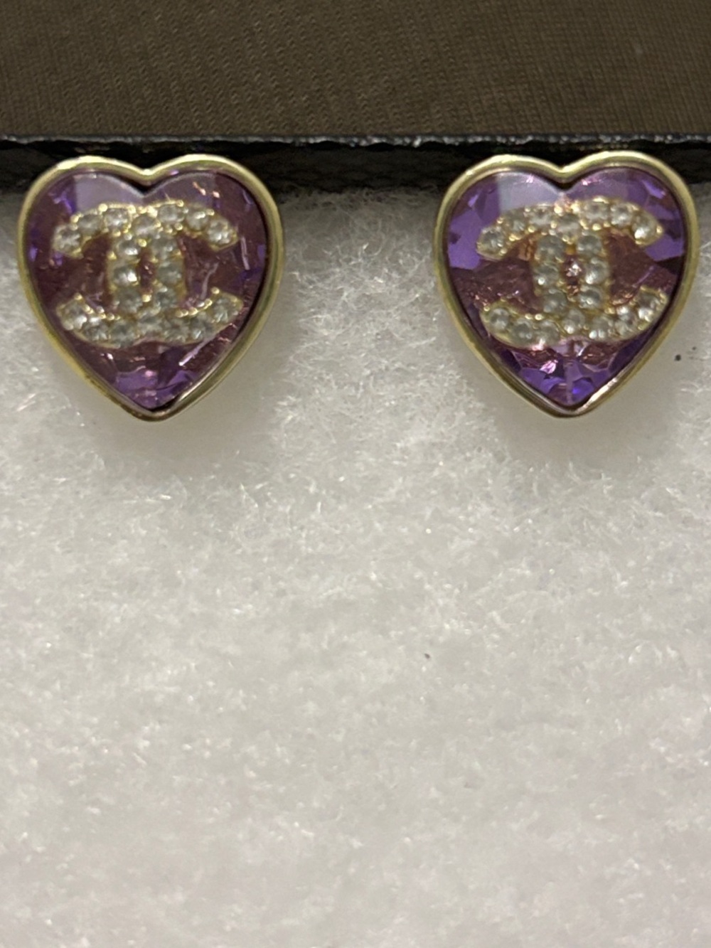 CC Purple Heart Crystal Stud Earrings